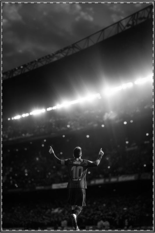 MESSI - Custom Edit, Satin Poster (Enhanced) Black & White
